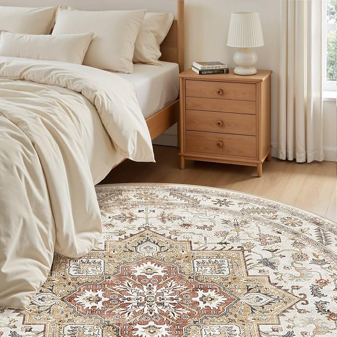cotiled 5ft Round Living Room Area Rug, Traditional, Dining Room, and Home - Image 6