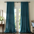 Elegant Peacock Blue Velvet Curtains 102 inches by PRIMROSE