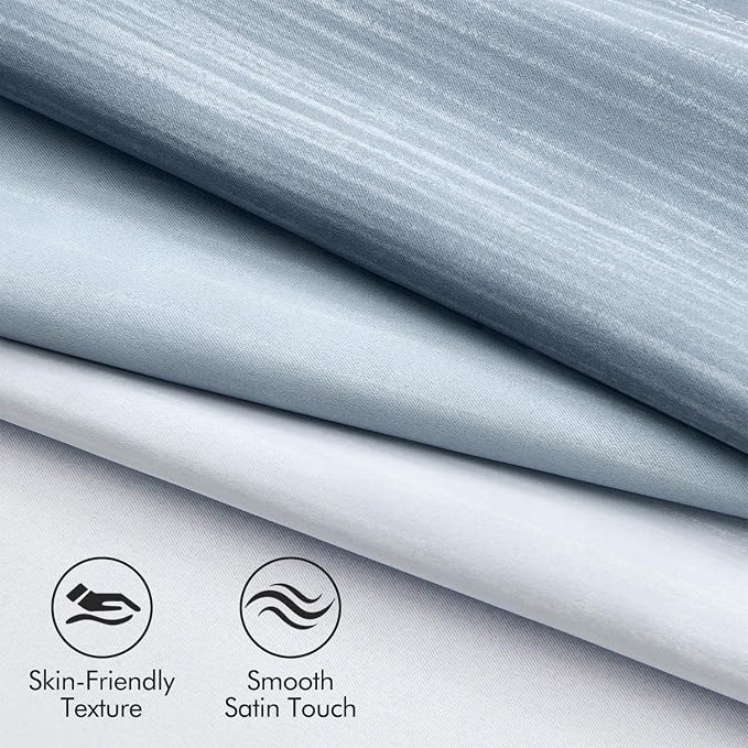 MIULEE Chambray Blue and Greyish White Ombre Blackout Curtains 52Wx54L | Full - Image 4