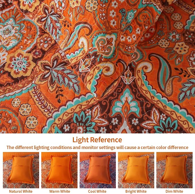VAPUTAR 100% Cotton Face Quilt King Size, Bohemian King Quilt Bedding Set | - Image 5