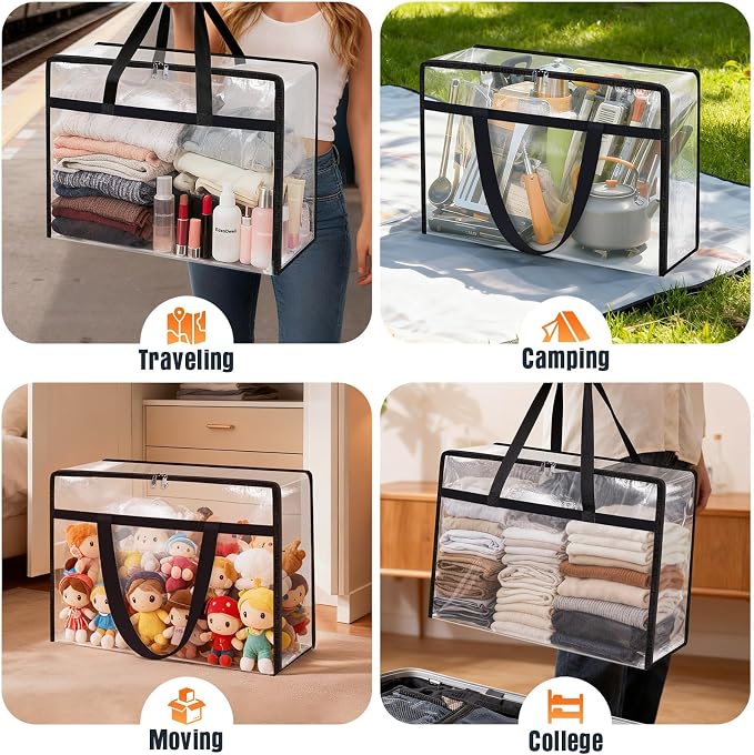 8 Packs 90L Clear Under Bed Storage Containers, Large Clothes Storage Bags | - Image 6