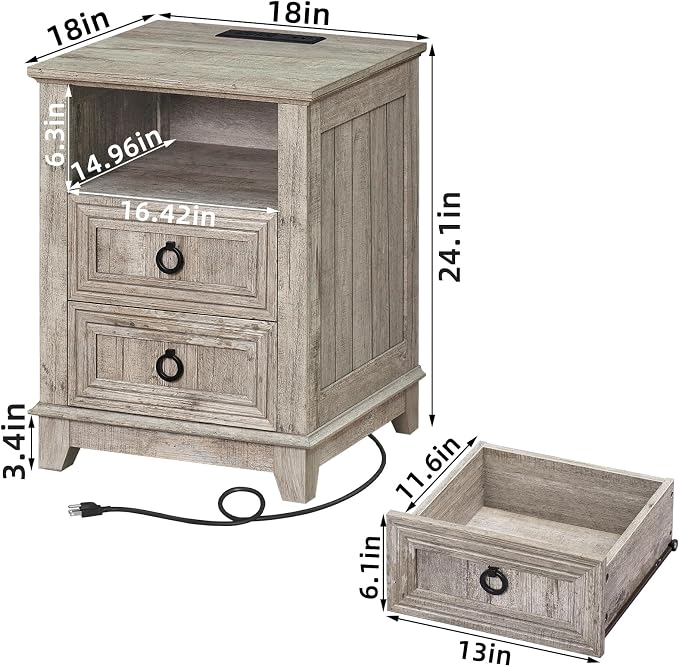 Joaxswe 18" Farmhouse Nightstand - Image 2