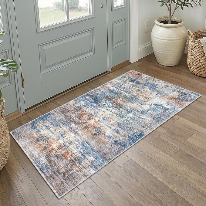 Abstract Runner Rug 2x4 Ft Entryway Rugs Washable Door Mat Indoor Entrance by iOhouze