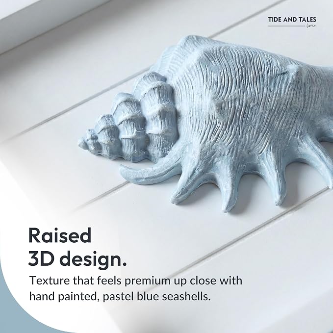 Tide and Tales 3D Coastal Wall Art, Beach Wall Decor, Framed Set of 4, Textured - Image 4