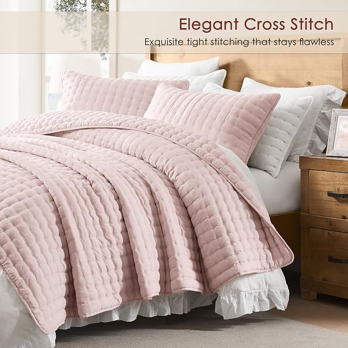 WDCOZY Pink King Size Quilt Bedding Sets - Image 3