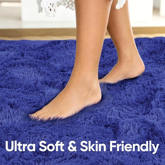 Noahas 8x10 Extra Large Royal Blue Fluffy Area Rug Non-Slip - Image 5