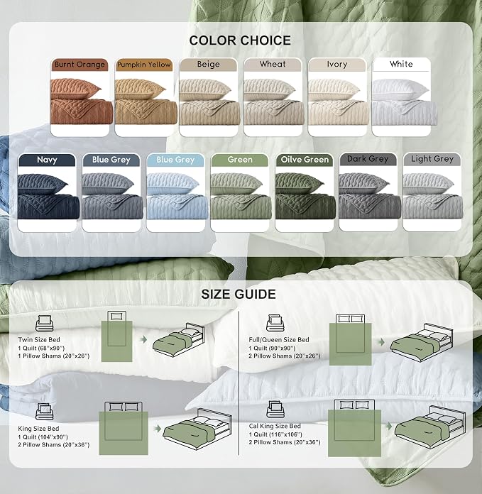 WDCOZY Navy Blue Quilt Queen Size Bedding Sets - Image 9