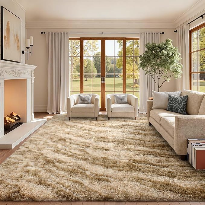 Area Rugs for Living Room, Tie-Dyed 5x7 Feet Soft Fluffy Shagg Plush Rug High - Image 2
