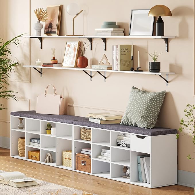 Long Wall Shelves, 55.1Inch Wooden Floating Shelves - Image 2