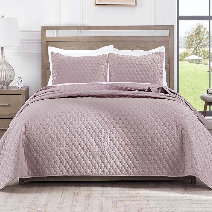 Exclusivo Mezcla Reversible Twin Quilt Bedding Set, Lilac Ash | Lightweight by ExclusivoMezcla