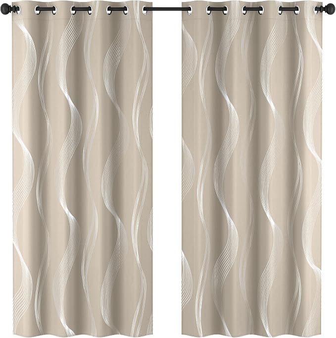 Deconovo Curtains for Living Room, Pattern Blackout Curtains 84 Inches Long | - Image 2