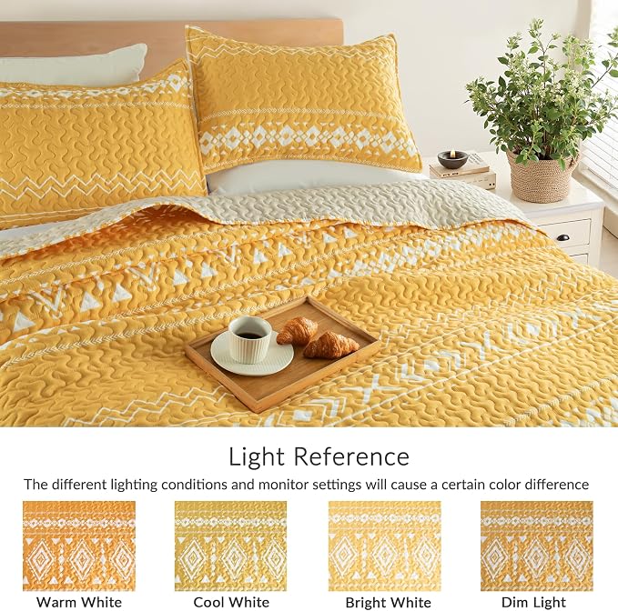 Whale Flotilla Reversible Yellow Print Quilt Twin Size - Image 5