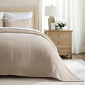 EVERGRACEHOME Cotton Gauze Matelassé Coverlet, Queen Size, Khaki Tan | Ultra by EVERGRACEHOME