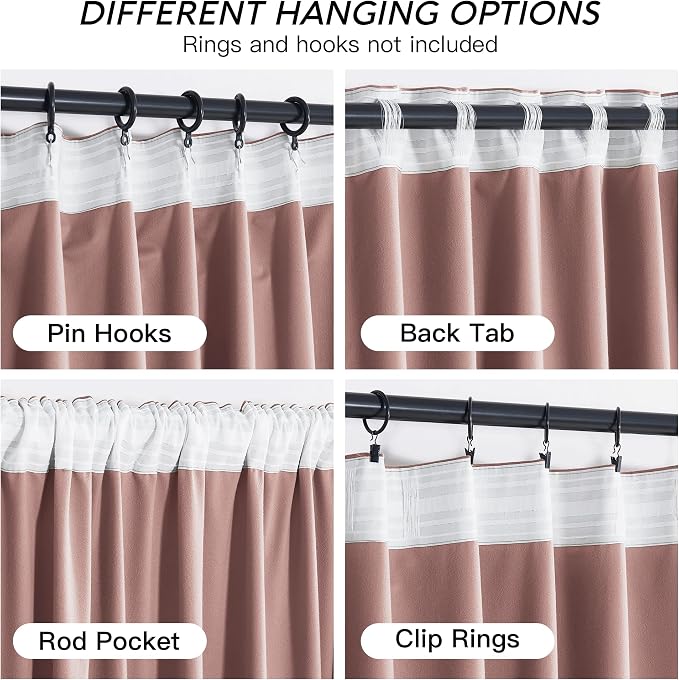 RYB HOME Velvet Curtains 108 inches Long, Extra Long High Ceiling Curtains | - Image 8