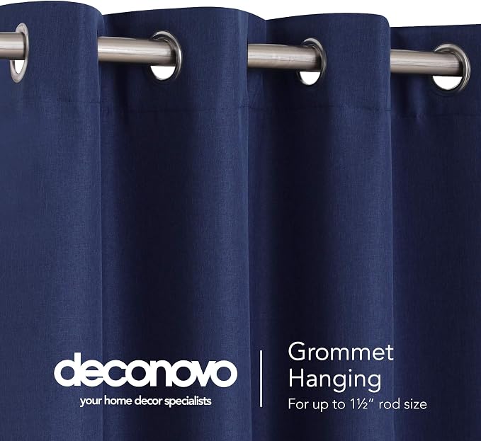 Deconovo Faux Linen Total Blackout Curtains Grommet Noise Reducing Panels - Image 3