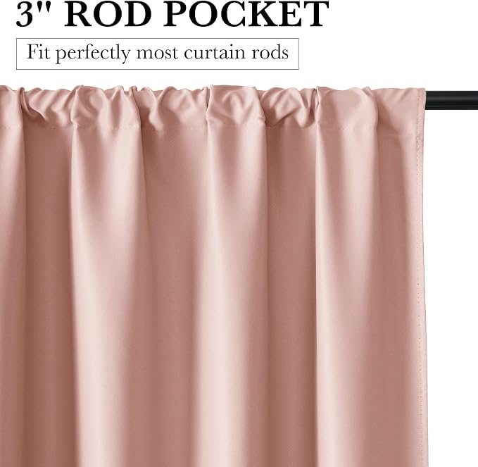 RYB HOME 100% Blackout Basement Curtains 36 inches Long, Heat & UV Blocking | - Image 3