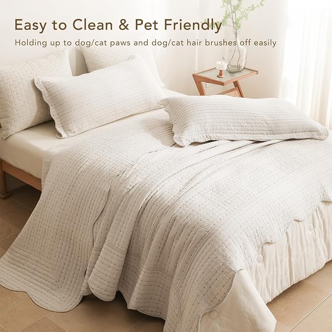 Lady Ann Oversized King Bedspread 120x120, Lightweight Quilted Wheat Coverlet 3 - Image 9