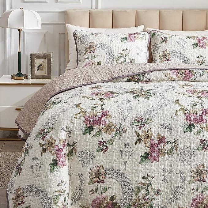 Flysheep 3 Pieces Quilt Set Full/Queen Size, Soft Microfiber Lightweight Bed - Image 3