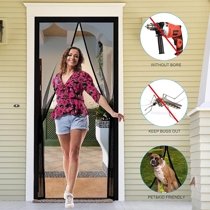 Fillis Magnet Fly Screen Door, 70x200cm Insect Protection Balcony Door - Image 2