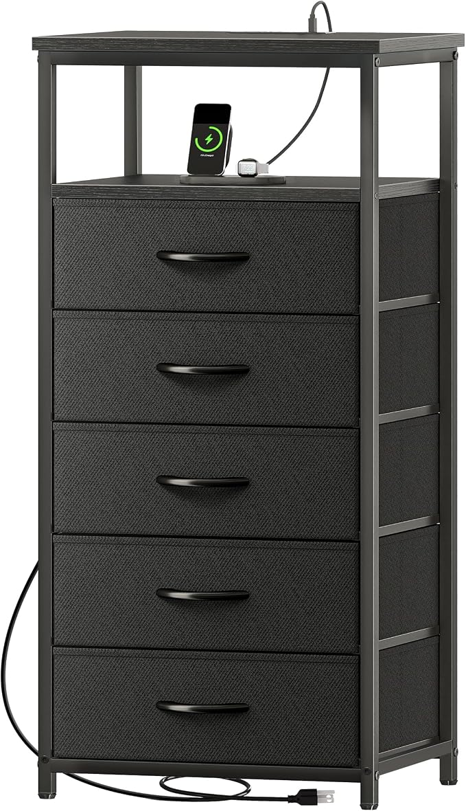 Huuger 5 Drawers Dresser with Charging Station, Dresser by Huuger