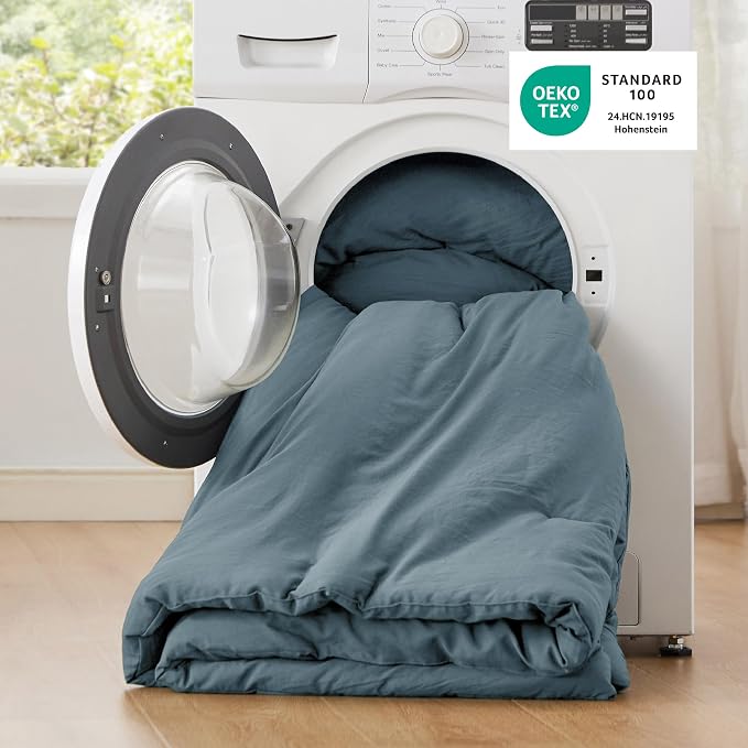 Bedsure Super King Comforter Set, Slate Blue Soft Prewashed Bedding - Image 5