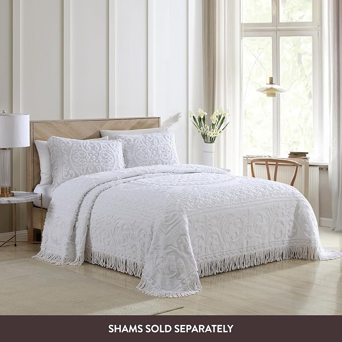 Beatrice Home Fashions Medallion King Cotton Chenille Bedspread, cozy plush - Image 3