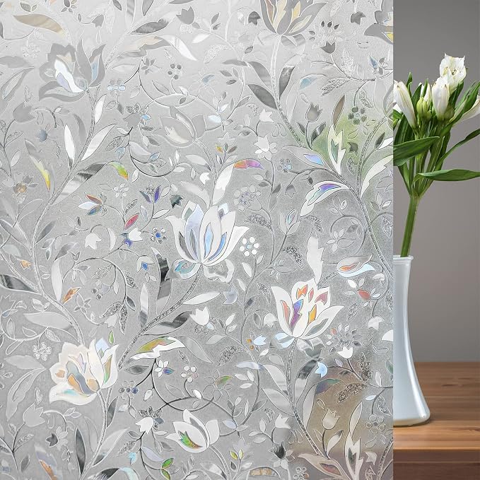 rabbitgoo Window Privacy Film, Stained Glass Cling, Tulip 11.8" x 78.7" | - Image 9