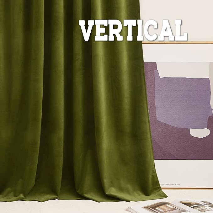 RYB HOME Green Curtains 84 inches Long， Plush Velvet Curtains, Thermal - Image 4