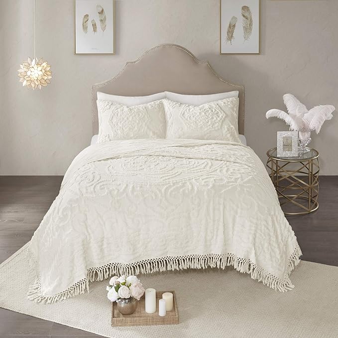 Madison Park Lightweight, Breathable Chenille Tufted Cotton Quilt, Shabby Chic by MADISONPARK