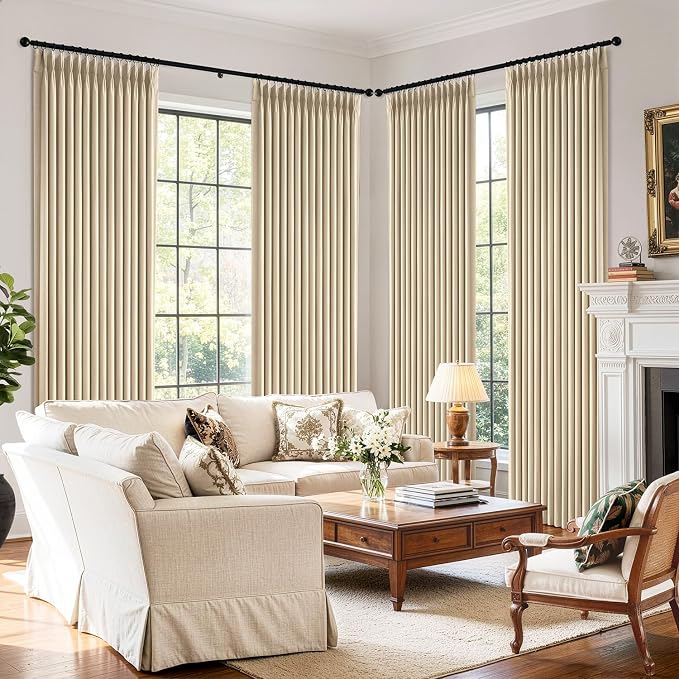 MIULEE Pinch Pleated 100% Blackout Curtains 40"x90" Long Sand 4 Panels Set | - Image 6