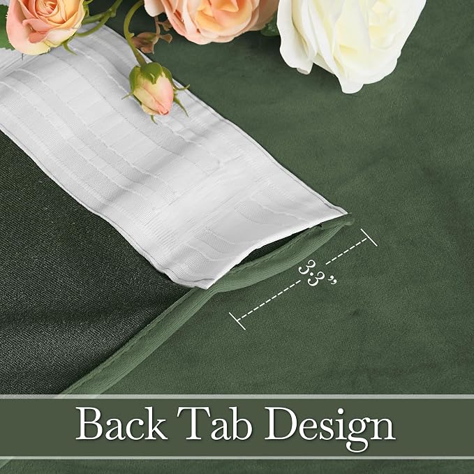 RYB HOME Green Velvet Blackout Curtains 84 inches Long - Image 3