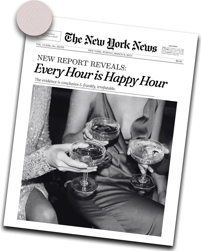 iHery 12x16in Every Hour Is Happy Hour Unframed Newspaper Wall Art | Unframed by iHery