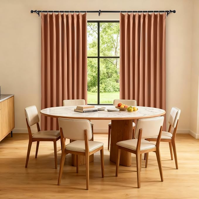 Etherealveil Terracotta Pinch Pleated Blackout Curtains 2 Panels 60"x95" | Back - Image 4