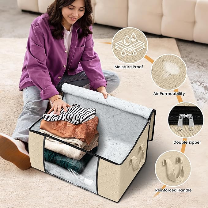 6 Pack Storage Bags for Clothes Blanket Storage Bins - Image 4