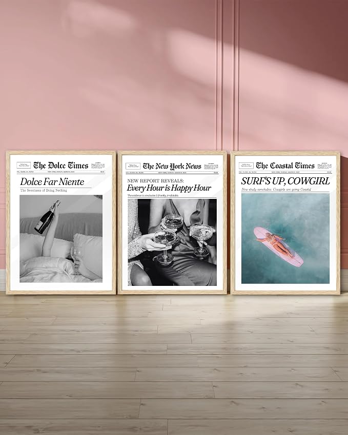 iHery 12x16in Dolce Far Niente Framed Newspaper Wall Art | Natural OAK Wood - Image 7