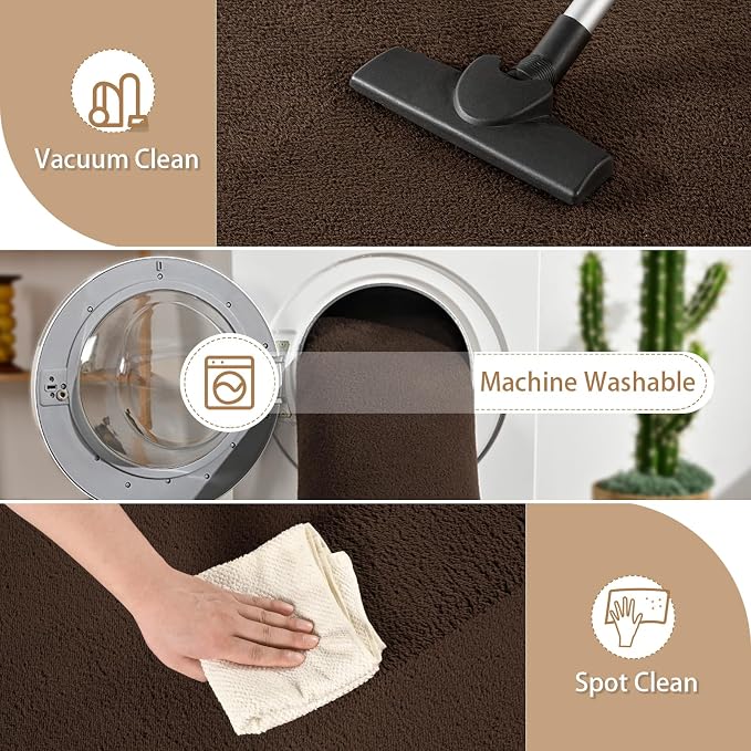 4x6 Area Rugs for Living Room Non Slip Dorm Bedroom Rug, Coffee | Modern Area - Image 4