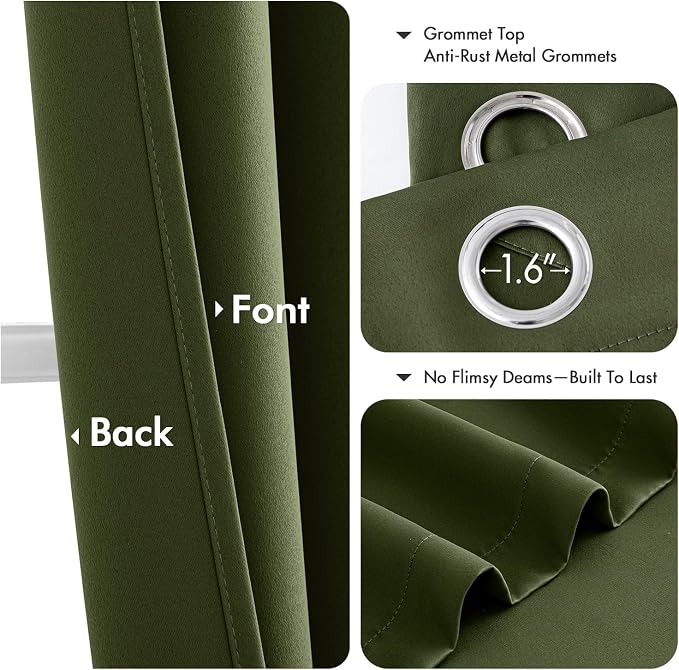 MIULEE Blackout Curtains for Bedroom 2 Panels 29 x 40 Inch Long Olive Green | - Image 4