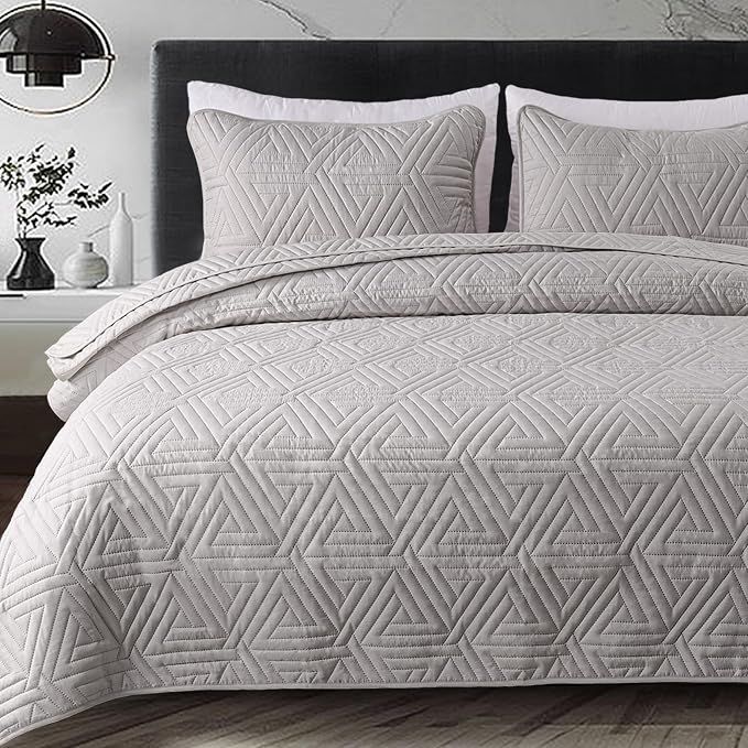 Whale Flotilla Soft Geometric Queen Quilt Set by WHALEFLOTILLA
