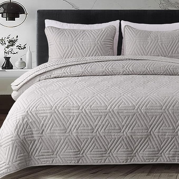Whale Flotilla Soft Geometric King Quilt Set by WHALEFLOTILLA