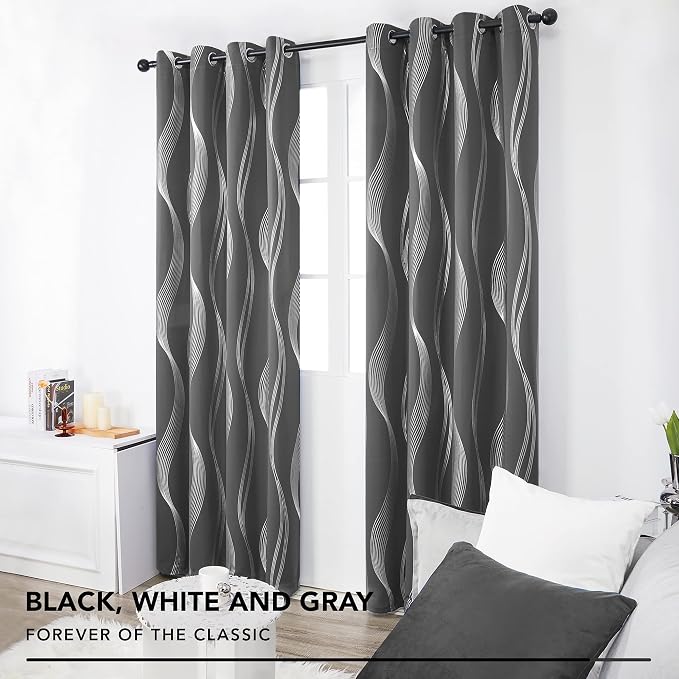 Deconovo Curtains for Living Room, Pattern Blackout Curtains 90 Inches Long | - Image 5