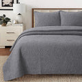 Cozy Line Home Fashions Charcoal Gray Cotton Quilt Set – 3-Piece Solid Textured by CozyLineHomeFashions