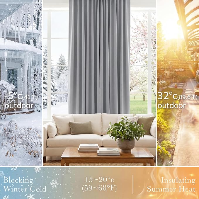 PONY DANCE Silver Grey Blackout Curtains 84 inch Length 2 Panels Set, Thermal - Image 4