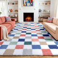 KICMOR 6x9 Area Rugs for Living Room, Large Fluffy Soft Colorful Checkered by KICMOR