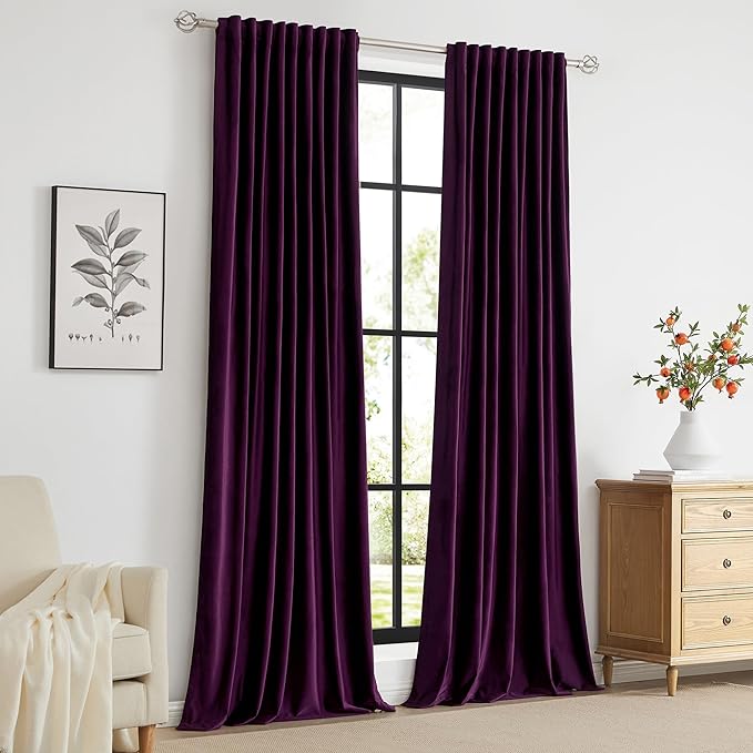 PRIMROSE Purple Velvet Curtains 72 inch Long - Image 7