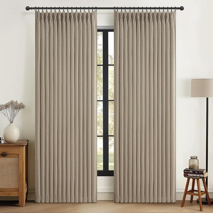 Blackout Pinch Pleated Double Layer Linen Blend Kids Room Curtains 72 Inches by PleatedDrapes