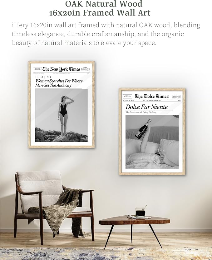 iHery 16x20in Where Men Get the Audacity Framed Newspaper Wall Art | Natural - Image 7