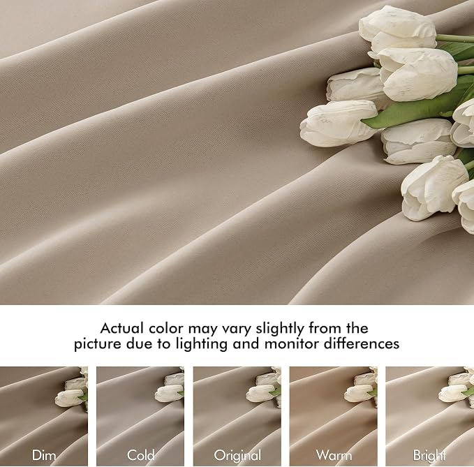 MIULEE Taupe Back Tab Blackout Curtains 52x84 Inch Length 2 Panels Set | Rod - Image 8
