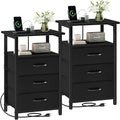 Nightstand Set of 2 with Charging Station, Bedside Table with USB Ports and by Vagusicc