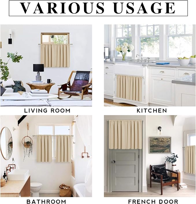 RYB HOME Short Curtains for Bedroom, Room Darkening Insulated | Rod Pocket - Image 8