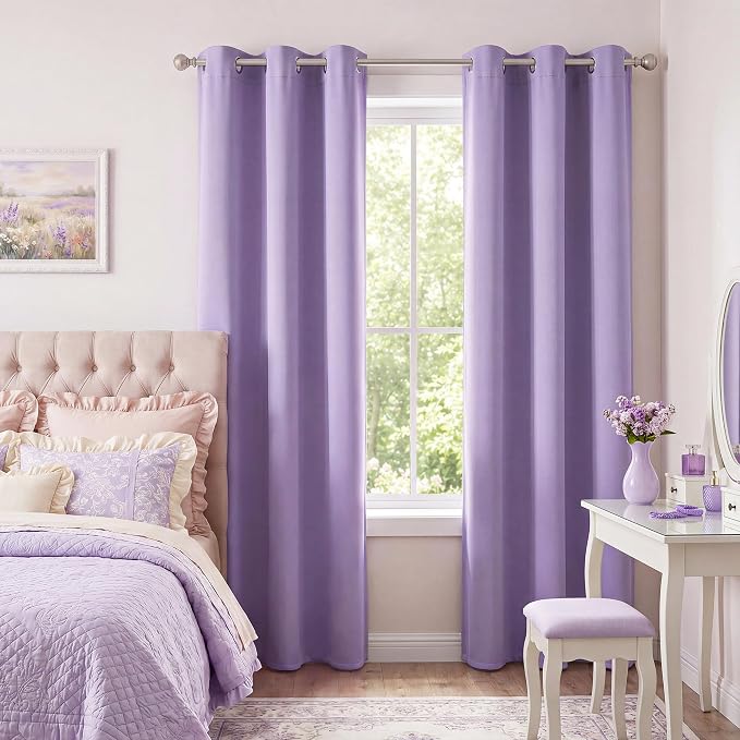 NICETOWN Lavender Purple Room Darkening Curtains 90 Inches Long 2 Panels - Image 5